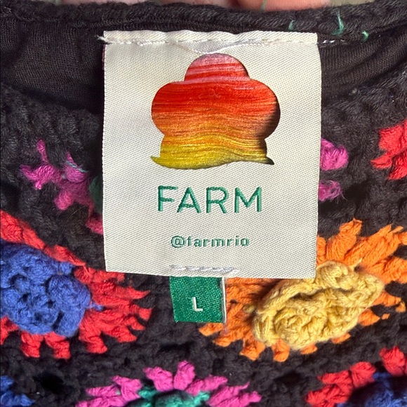 FARM Rio Black Crocheted Tank with Bright Multicolor Floral Motifs - Picture 2 of 9